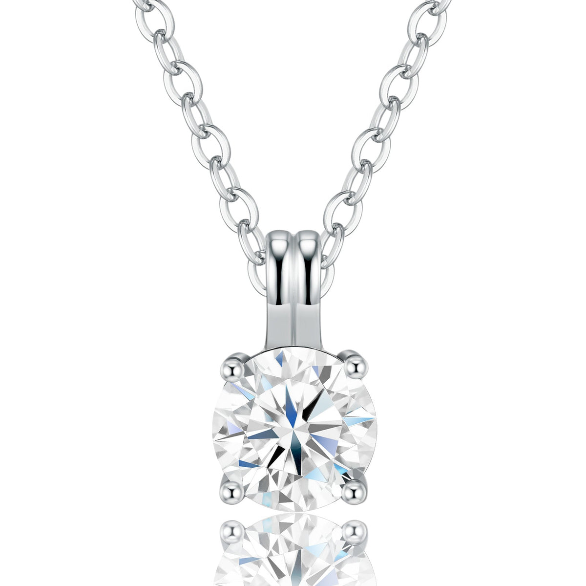 Ovalis 1 Carat Moissanite Solitaire Pendant Necklace in Sterling Silver