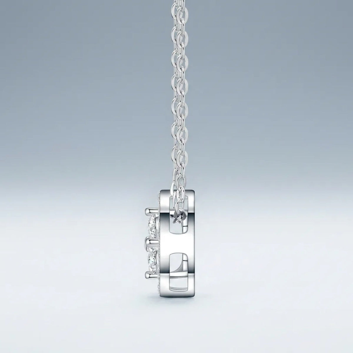 Fleurette Moissanite Clover Pendant Necklace in Sterling Silver