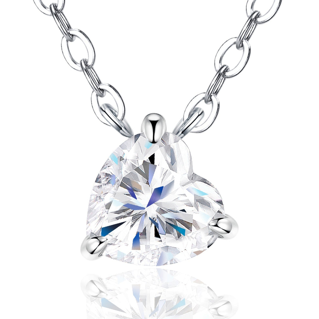 Cerise Heart-Cut Moissanite Heart Pendant Necklace in Sterling Silver