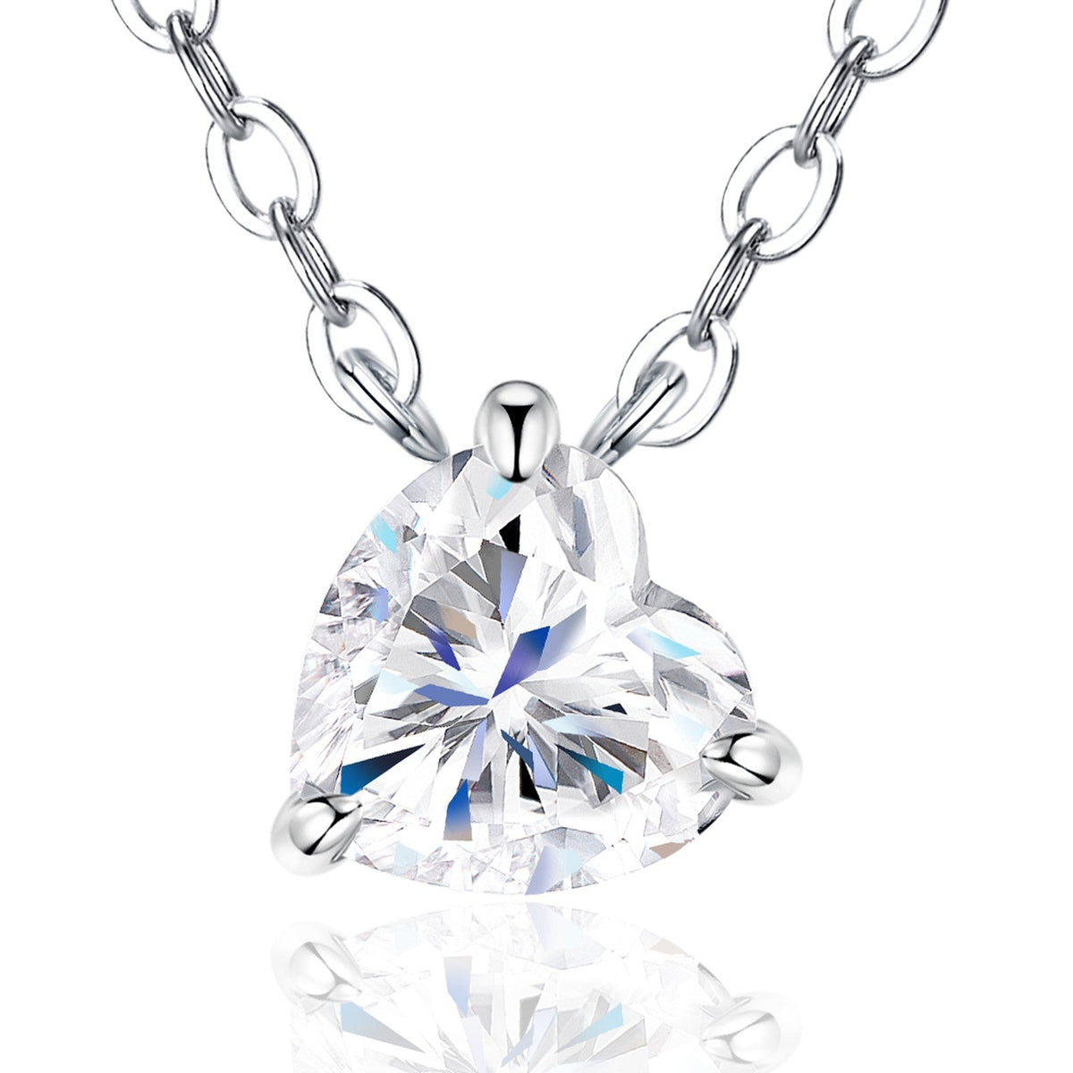 Cerise Heart-Cut Moissanite Heart Pendant Necklace in Sterling Silver