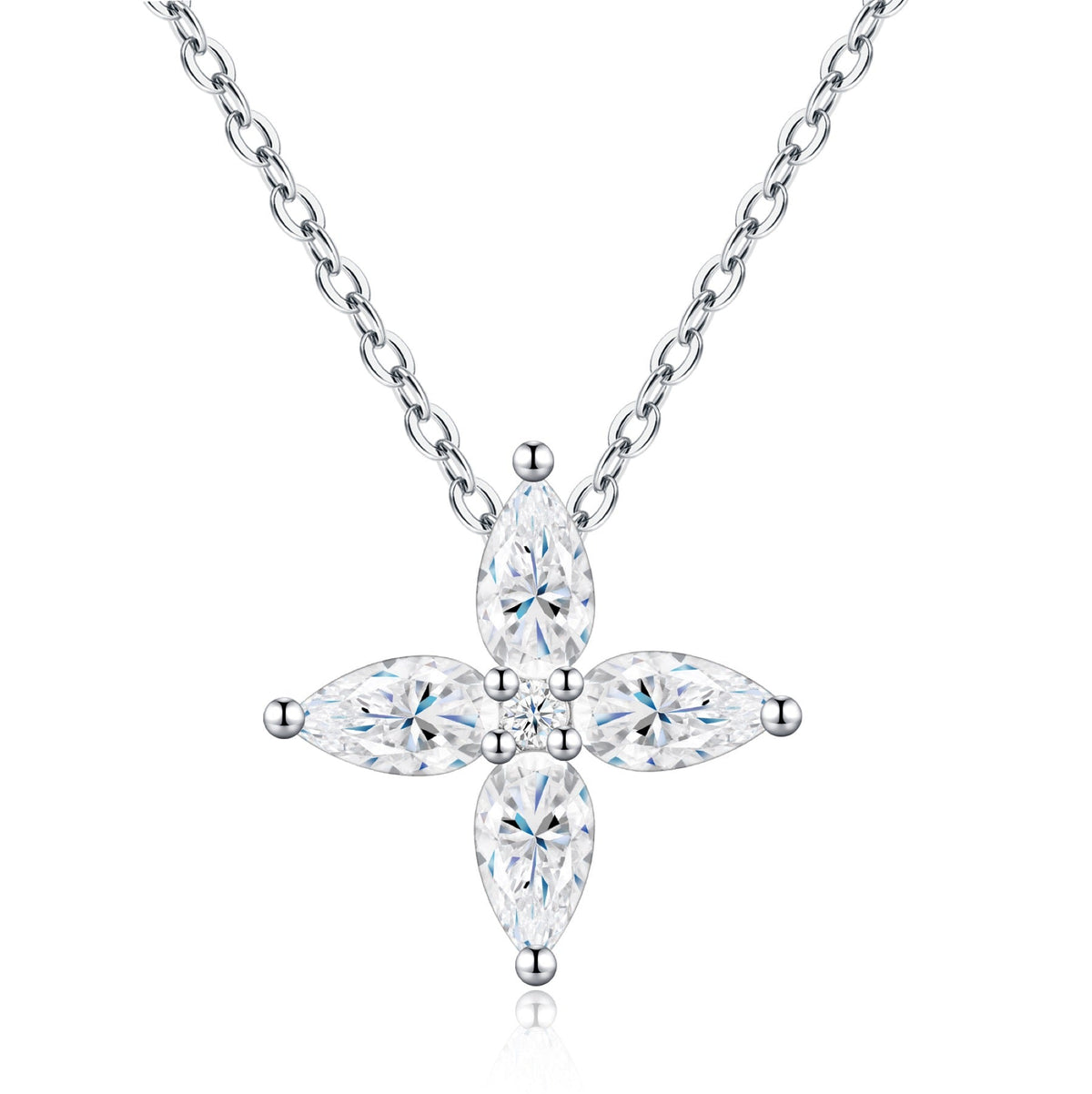 Foliole Moissanite Clover Pendant Necklace in Sterling Silver