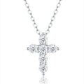 Sacra Moissanite Cross Necklace in Sterling Silver