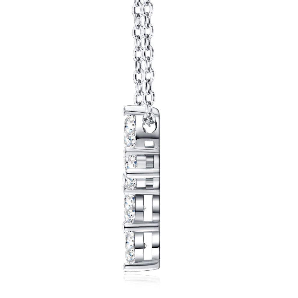 Sacra Moissanite Cross Necklace in Sterling Silver