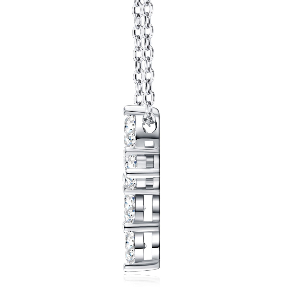 Sacra Moissanite Cross Necklace in Sterling Silver