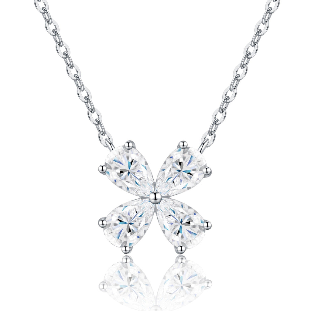 Shamrock Moissanite Clover Pendant Necklace in Sterling Silver