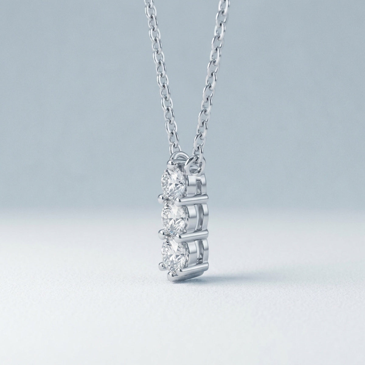 Shamrock Moissanite Clover Pendant Necklace in Sterling Silver
