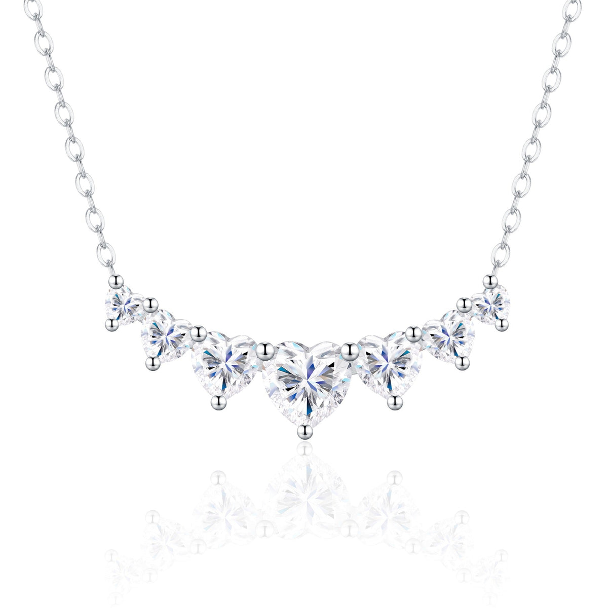 Sway Moissanite Curved Bar Necklace in Sterling Silver
