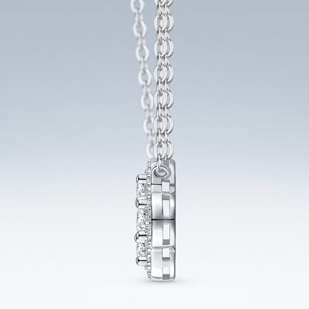Verbena Moissanite Clover Pendant Necklace in Sterling Silver