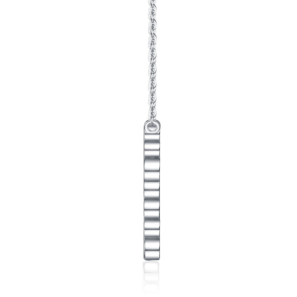 Beacon Moissanite Cross Necklace in Sterling Silver