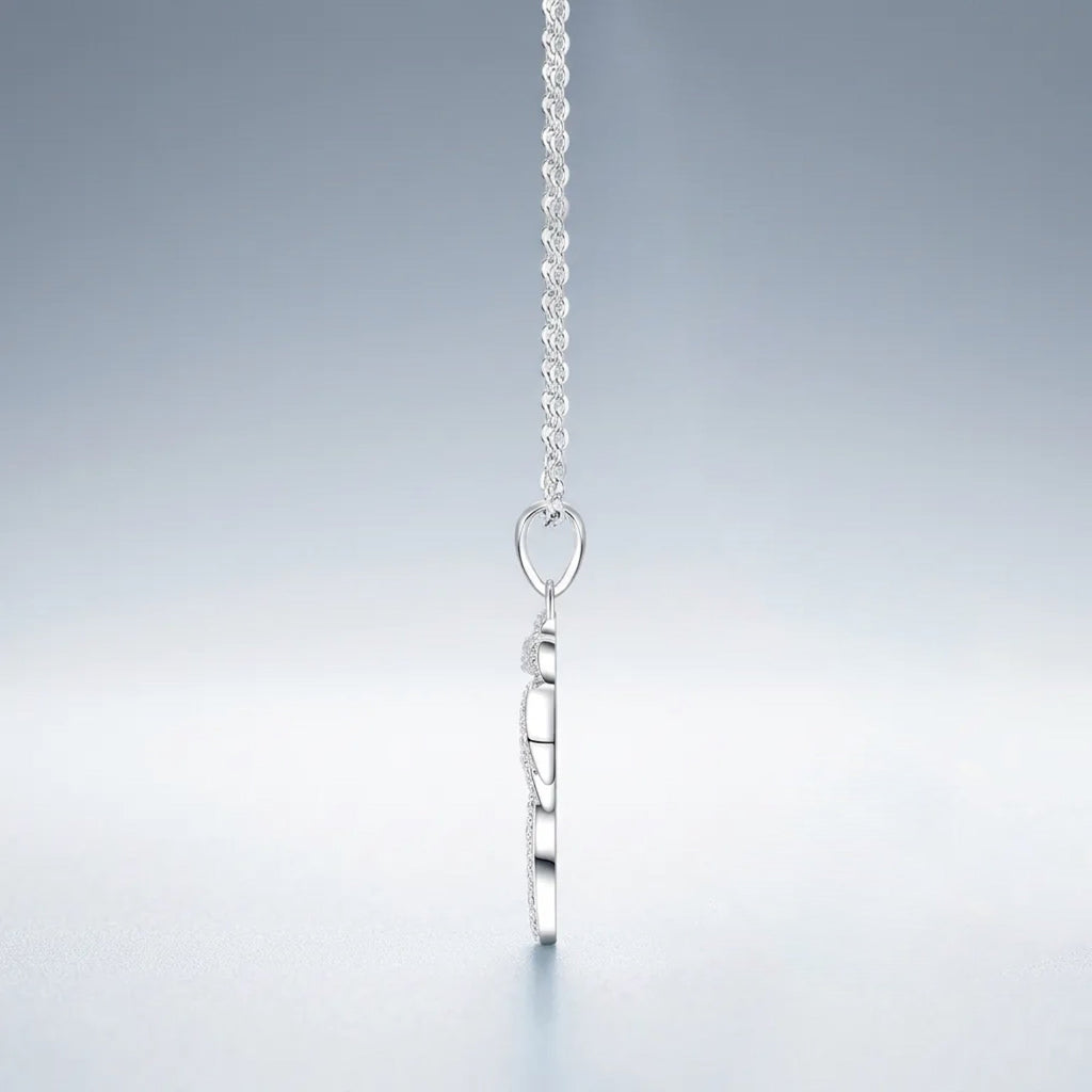 Oasis Moissanite Palm Tree Pendant Necklace in Sterling Silver