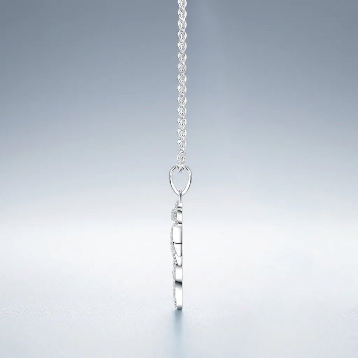 Oasis Moissanite Palm Tree Pendant Necklace in Sterling Silver