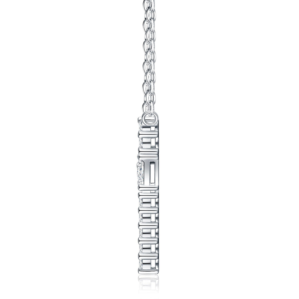 Obelisk Moissanite Cross Necklace in Sterling Silver