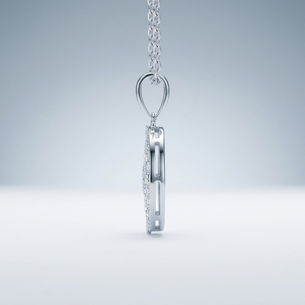 Compass Moissanite Compass Pendant Necklace in Sterling Silver