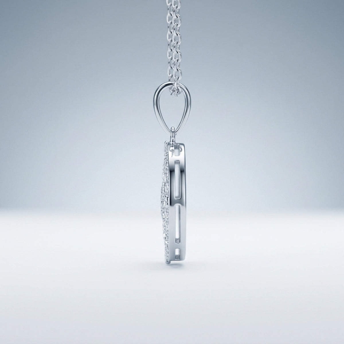 Compass Moissanite Compass Pendant Necklace in Sterling Silver