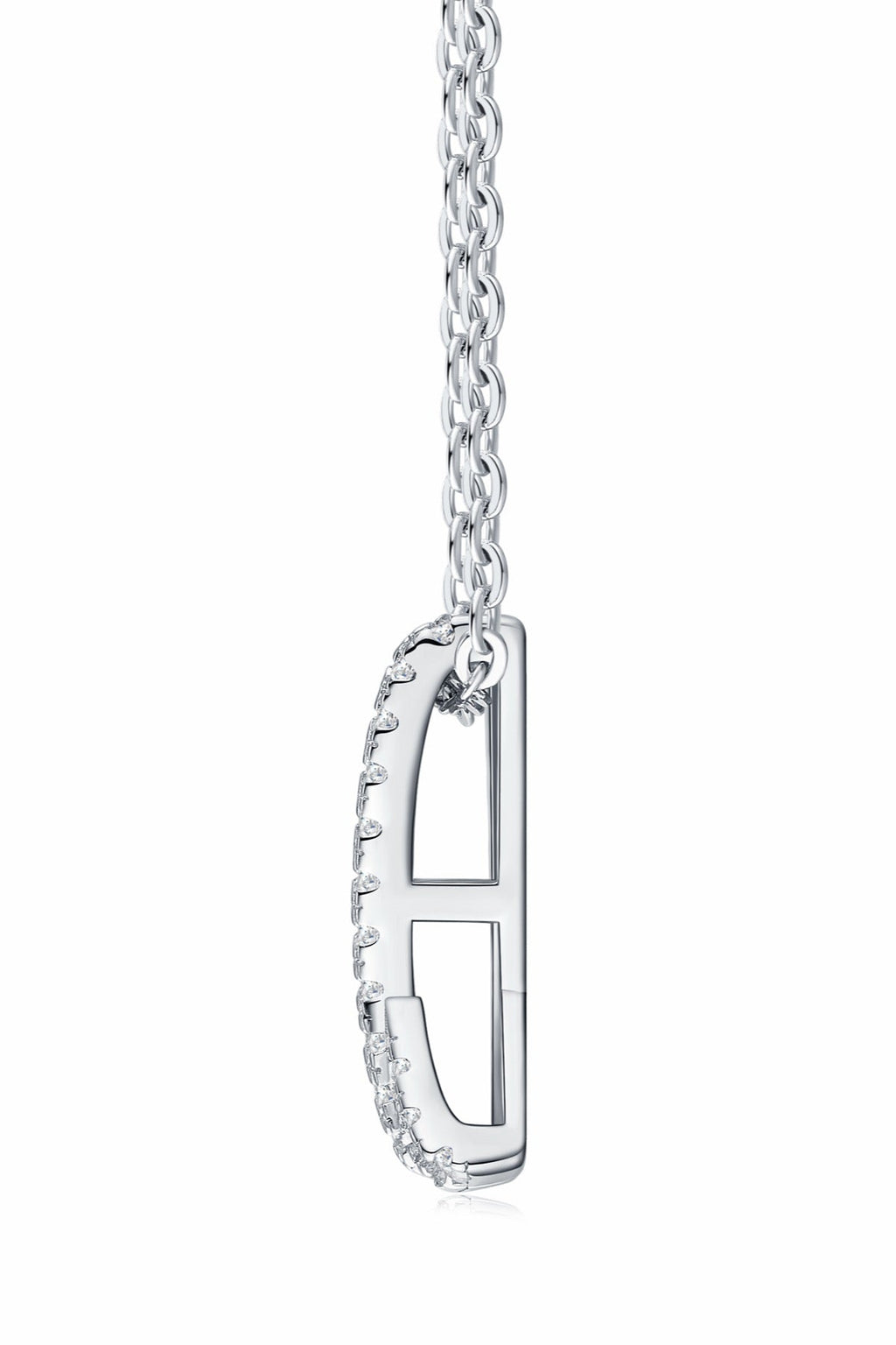 Initial K Moissanite Pavé Initial Pendant Necklace in Sterling Silver