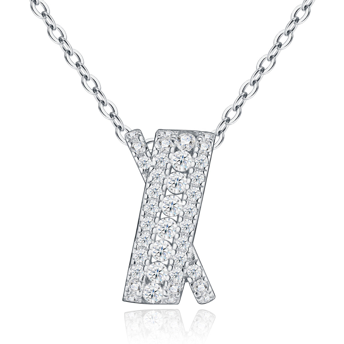 Initial K Moissanite Pavé Initial Pendant Necklace in Sterling Silver