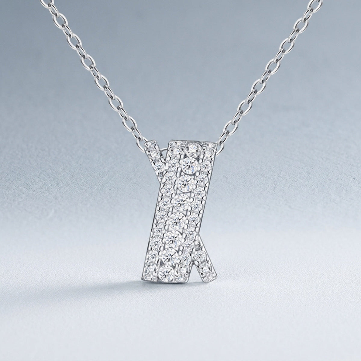 Initial K Moissanite Pavé Initial Pendant Necklace in Sterling Silver