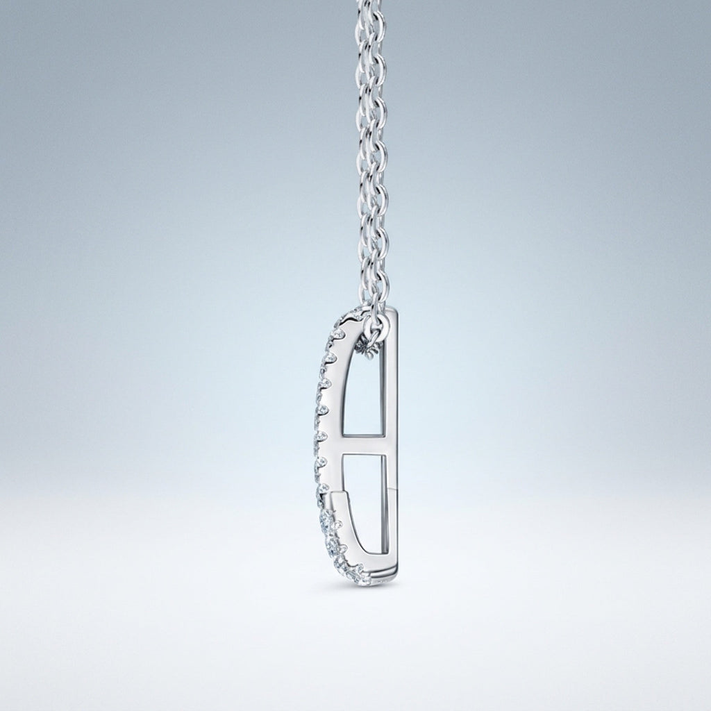 Initial K Moissanite Pavé Initial Pendant Necklace in Sterling Silver
