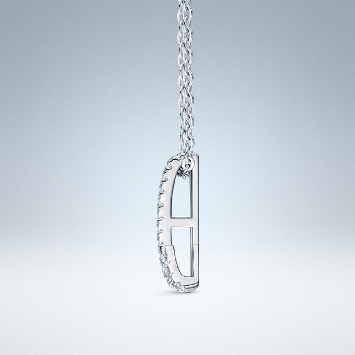 Initial K Moissanite Pavé Initial Pendant Necklace in Sterling Silver