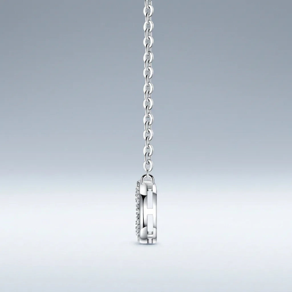Sucre Moissanite Halo Pendant Necklace in Sterling Silver