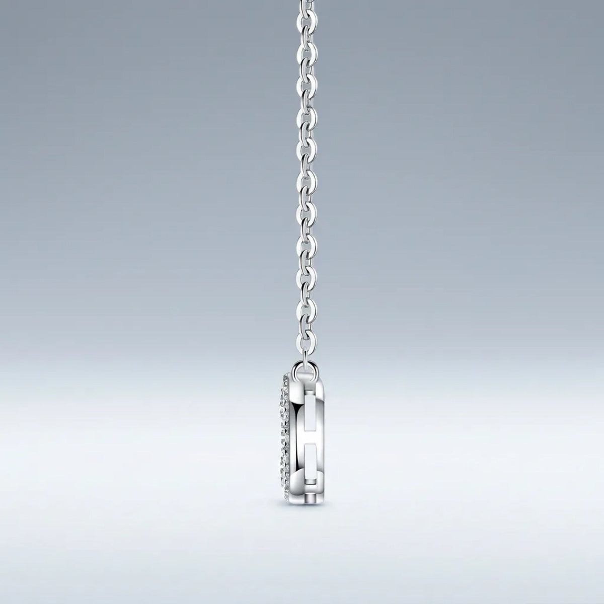 Sucre Moissanite Halo Pendant Necklace in Sterling Silver