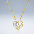 Mama Heart-Cut Moissanite Mom Heart Necklace in Gold-Tone Sterling Silver