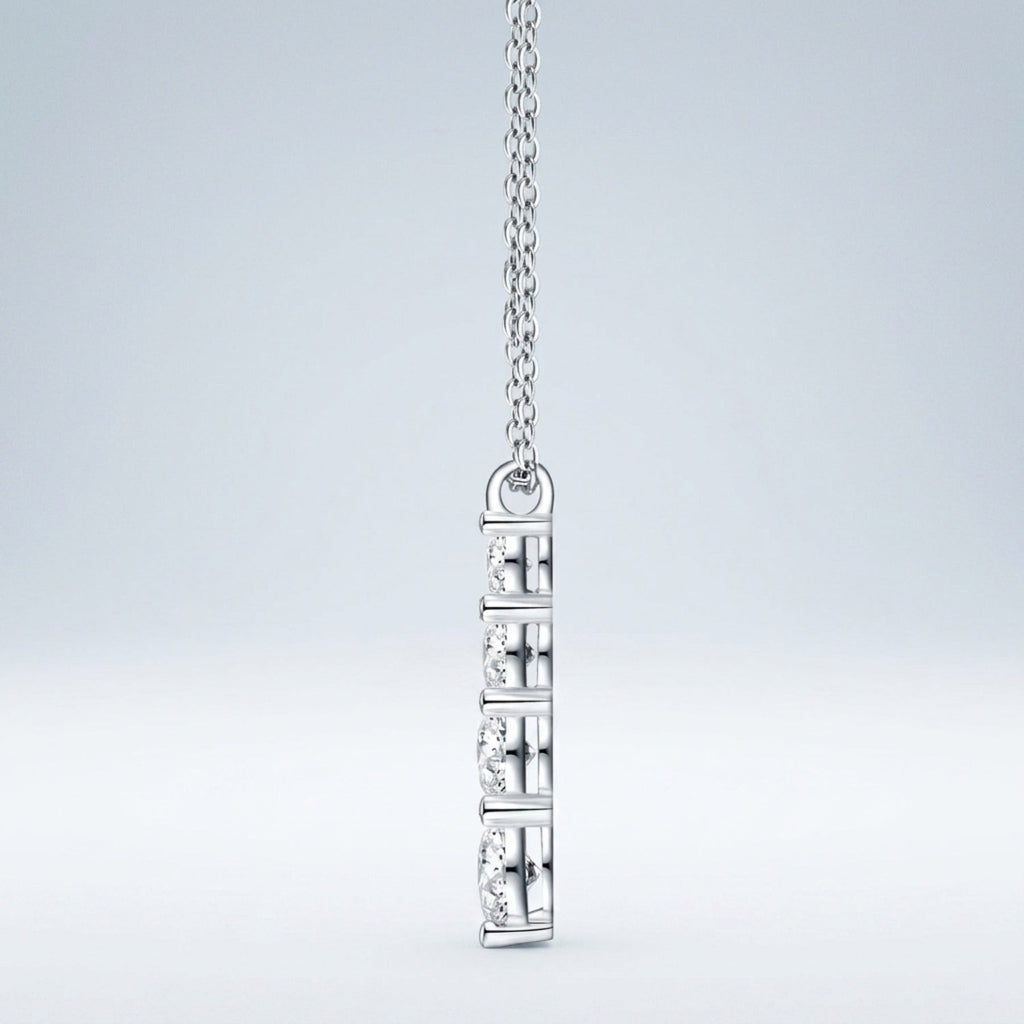 Descent Moissanite Three-Stone Drop Necklace in Sterling Silver