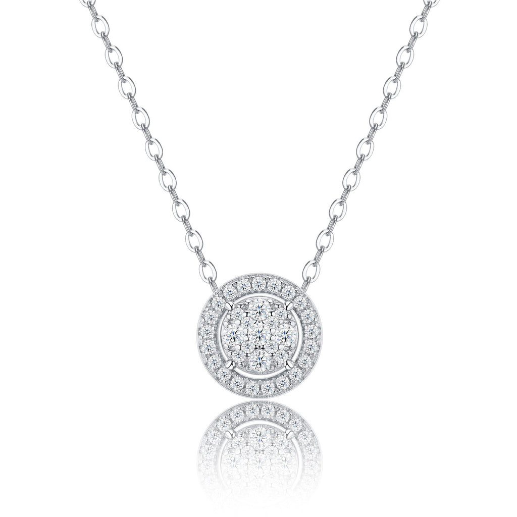 Medal Moissanite Disc Pendant Necklace in Sterling Silver