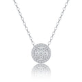 Medal Moissanite Disc Pendant Necklace in Sterling Silver