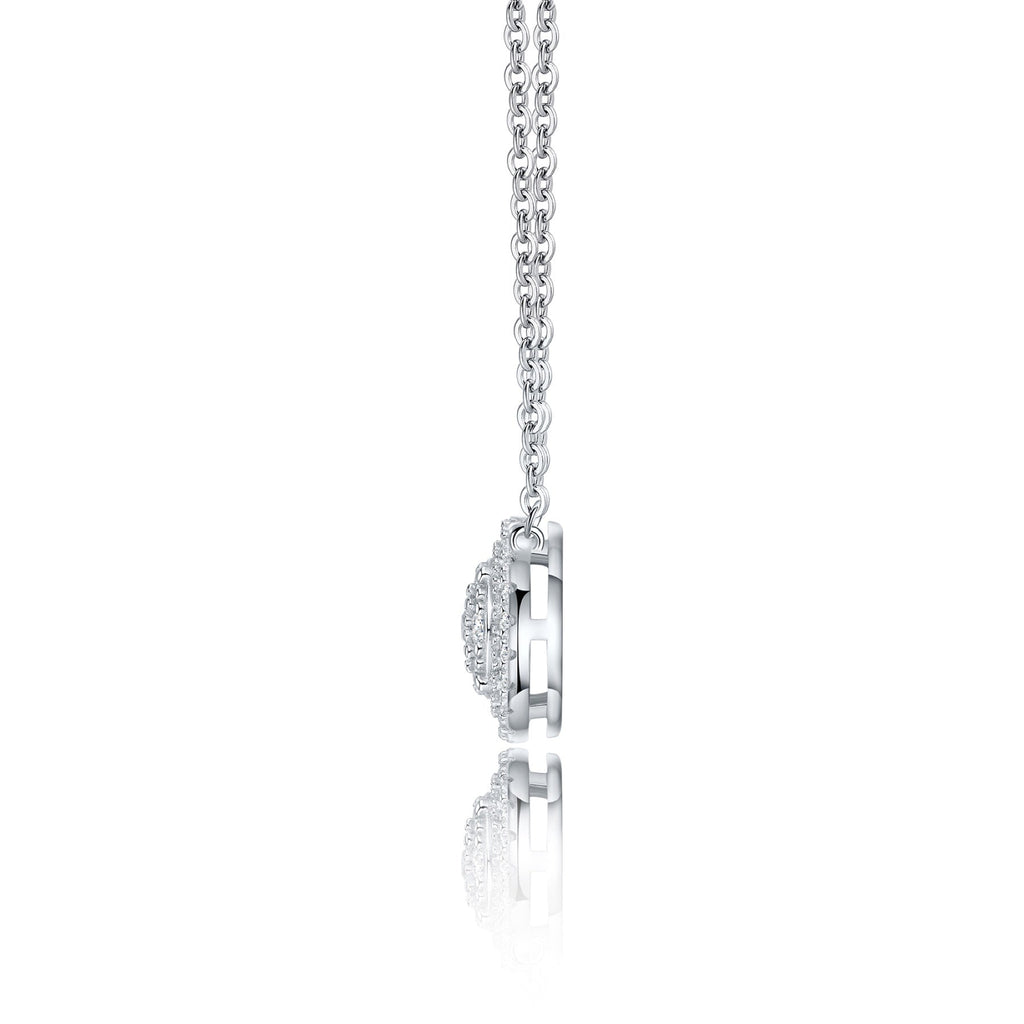 Medal Moissanite Disc Pendant Necklace in Sterling Silver