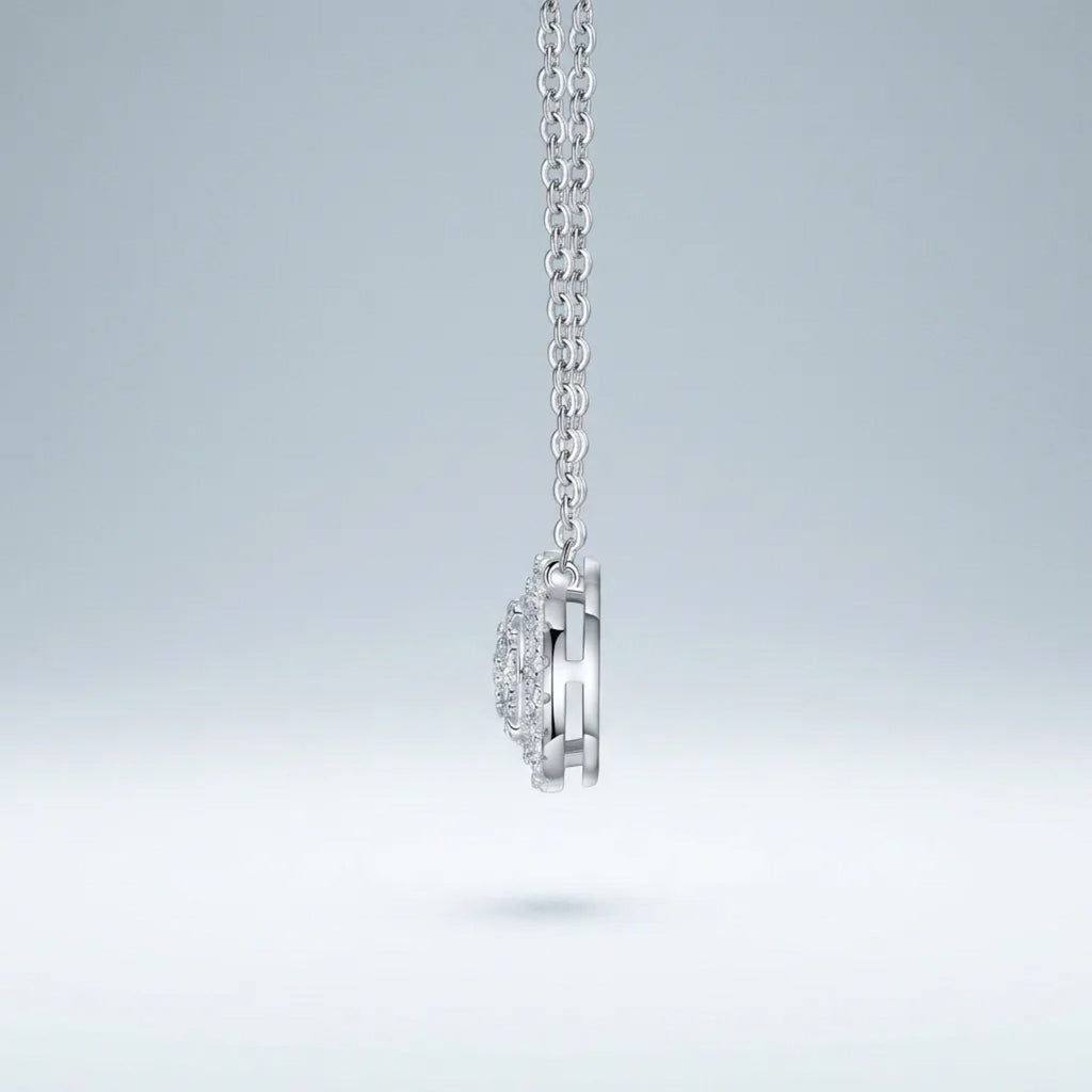 Medal Moissanite Disc Pendant Necklace in Sterling Silver