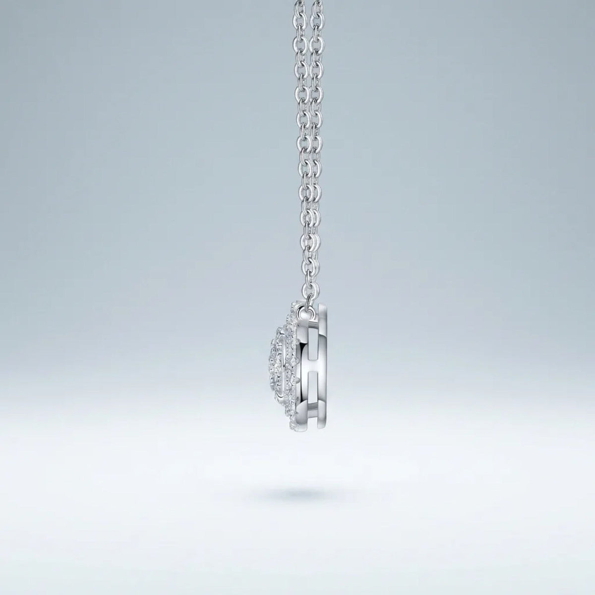 Medal Moissanite Disc Pendant Necklace in Sterling Silver