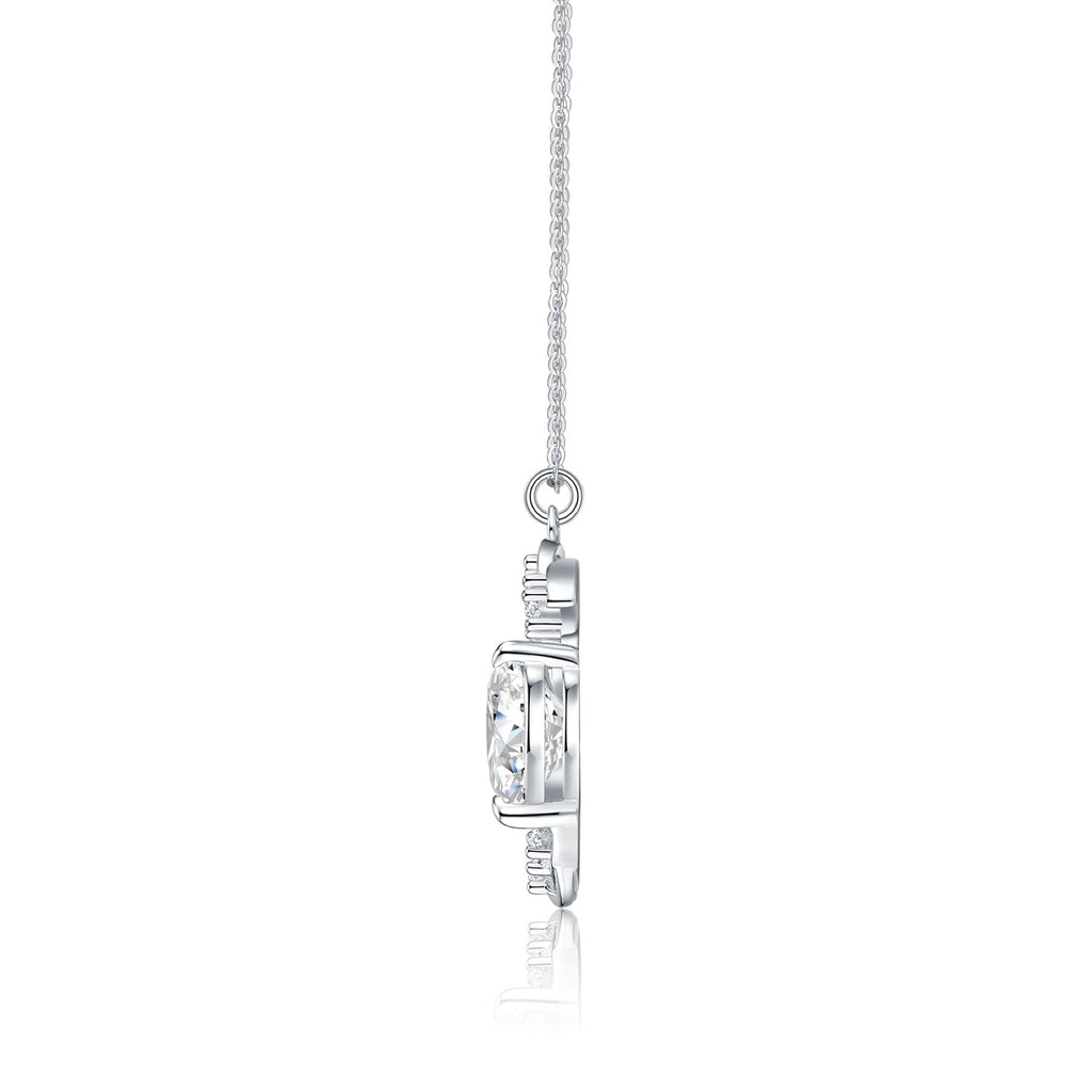 Lullaby Moissanite Moon Heart Necklace in Sterling Silver