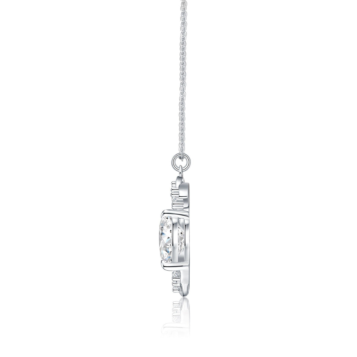 Lullaby Moissanite Moon Heart Necklace in Sterling Silver