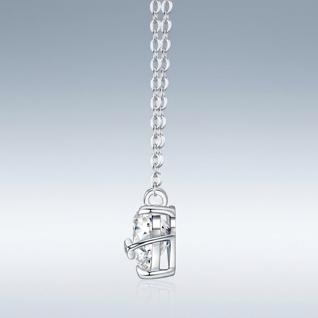 Truelove Heart-Cut Moissanite Heart Pendant Necklace in Sterling Silver