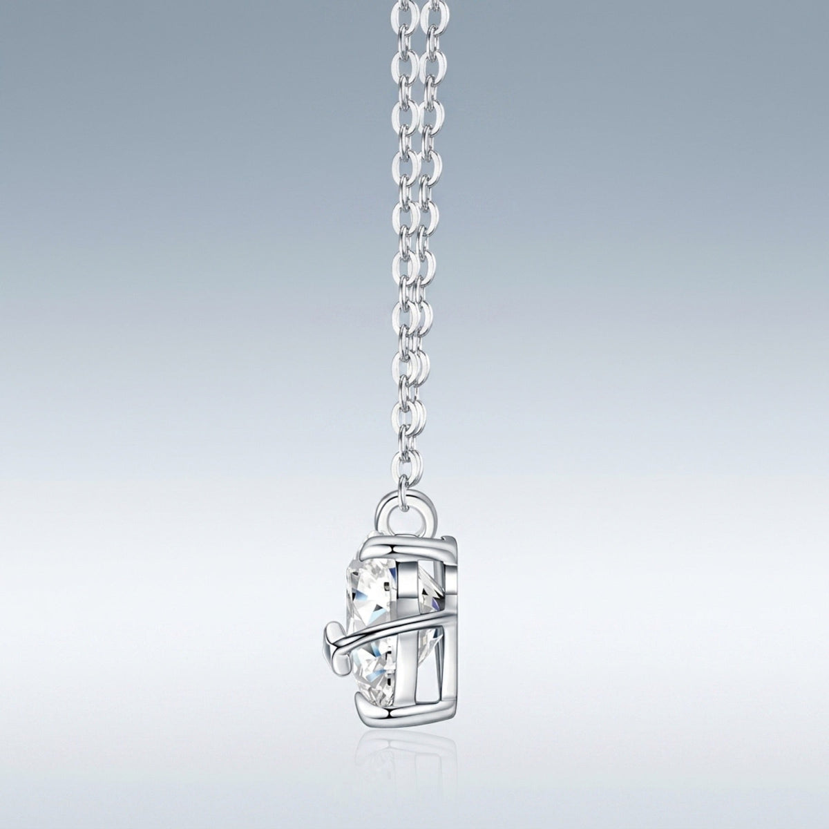 Truelove Heart-Cut Moissanite Heart Pendant Necklace in Sterling Silver