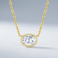 Amber Moissanite Oval Bezel Necklace in Gold-Tone Sterling Silver