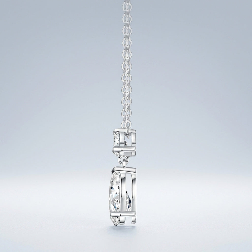 Perle Moissanite Pear Drop Necklace in Sterling Silver