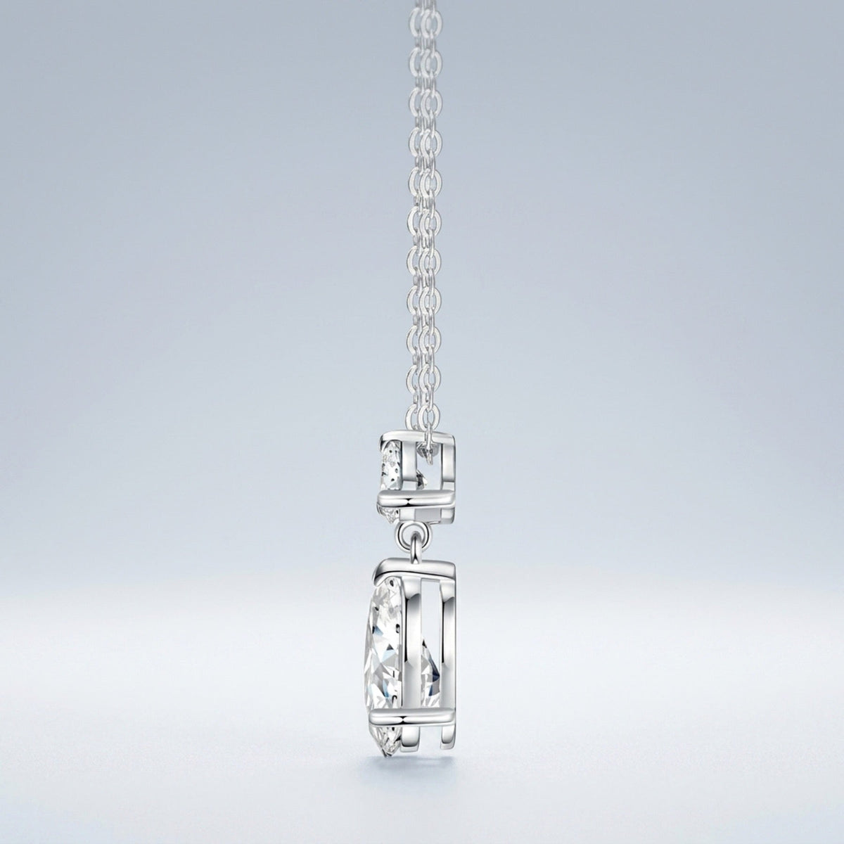 Perle Moissanite Pear Drop Necklace in Sterling Silver