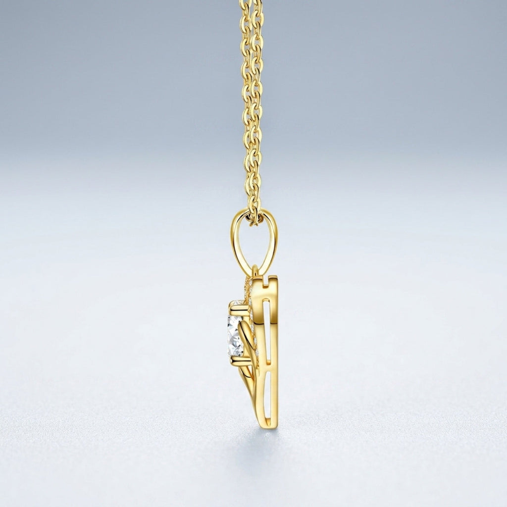 Cuore Moissanite Heart Pendant Necklace in Gold-Tone Sterling Silver