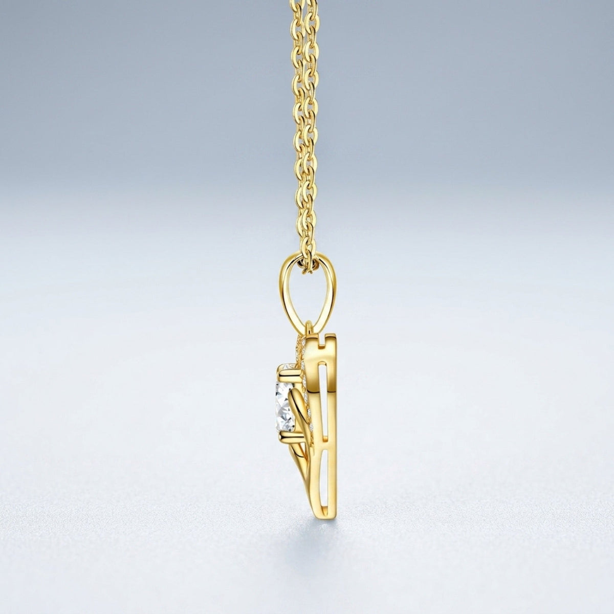 Cuore Moissanite Heart Pendant Necklace in Gold-Tone Sterling Silver