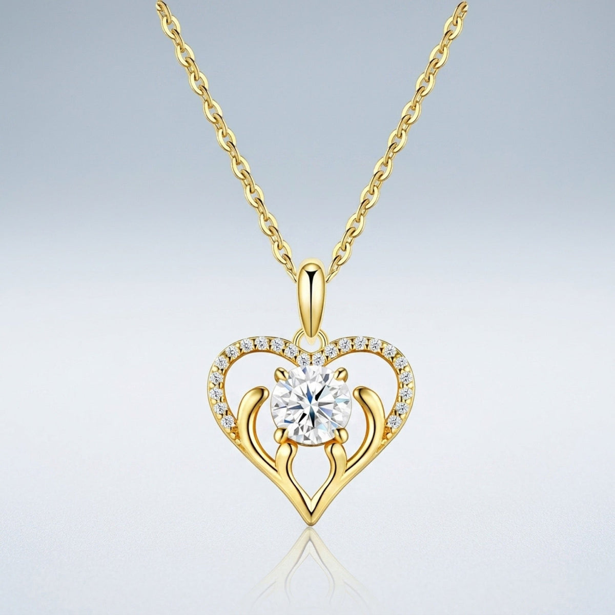 Cuore Moissanite Heart Pendant Necklace in Gold-Tone Sterling Silver
