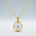 Sole 2 Carat Moissanite Teardrop Pendant Necklace in Gold-Tone Sterling Silver