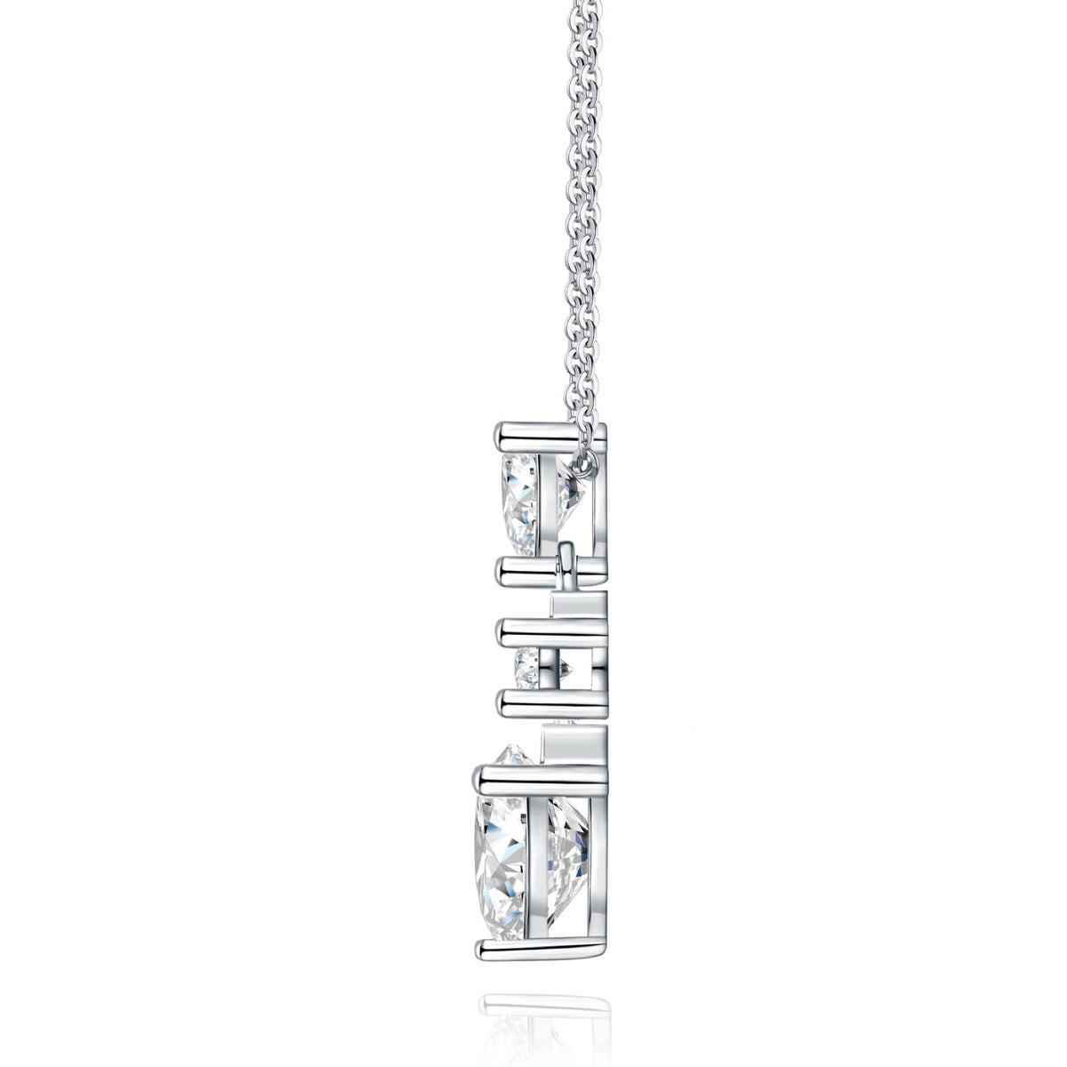 Bijou Moissanite Heart Drop Necklace in Sterling Silver
