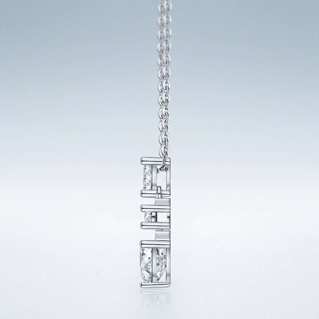 Bijou Moissanite Heart Drop Necklace in Sterling Silver