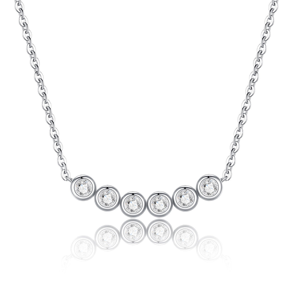 Lull Moissanite Curved Bar Necklace in Sterling Silver