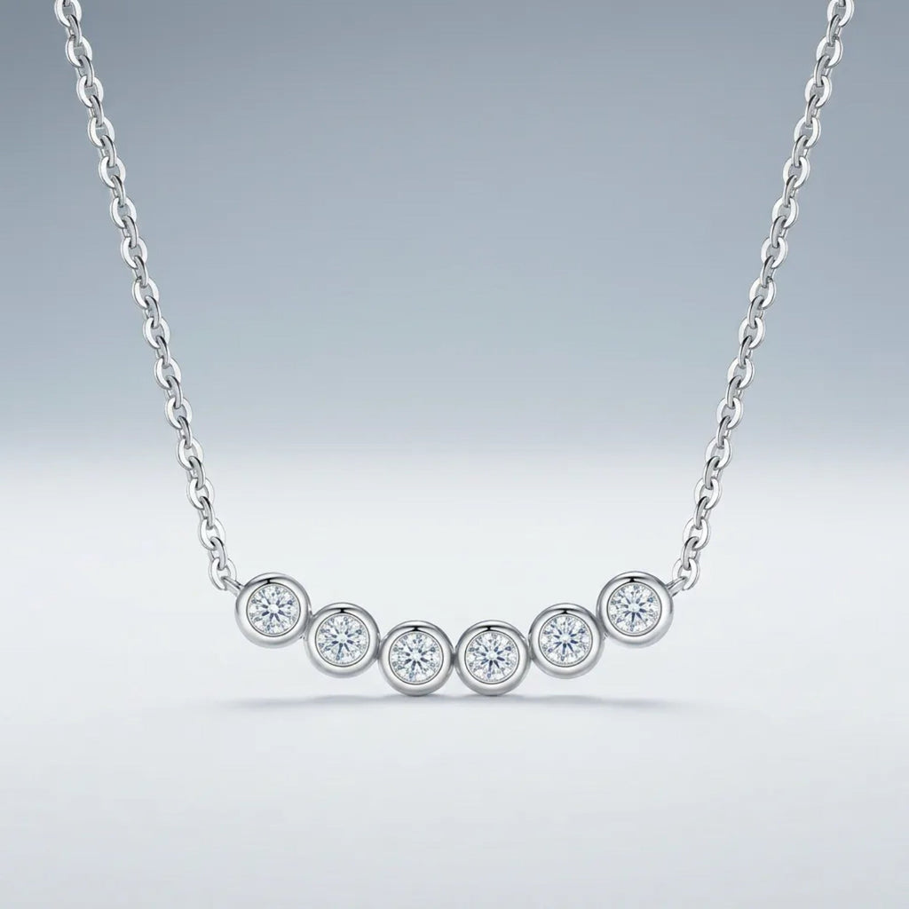 Lull Moissanite Curved Bar Necklace in Sterling Silver