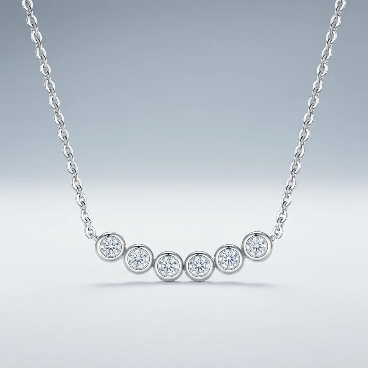 Lull Moissanite Curved Bar Necklace in Sterling Silver