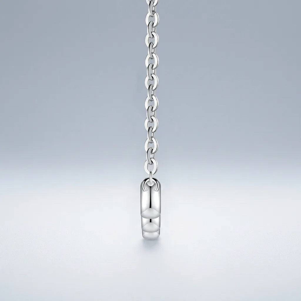 Lull Moissanite Curved Bar Necklace in Sterling Silver