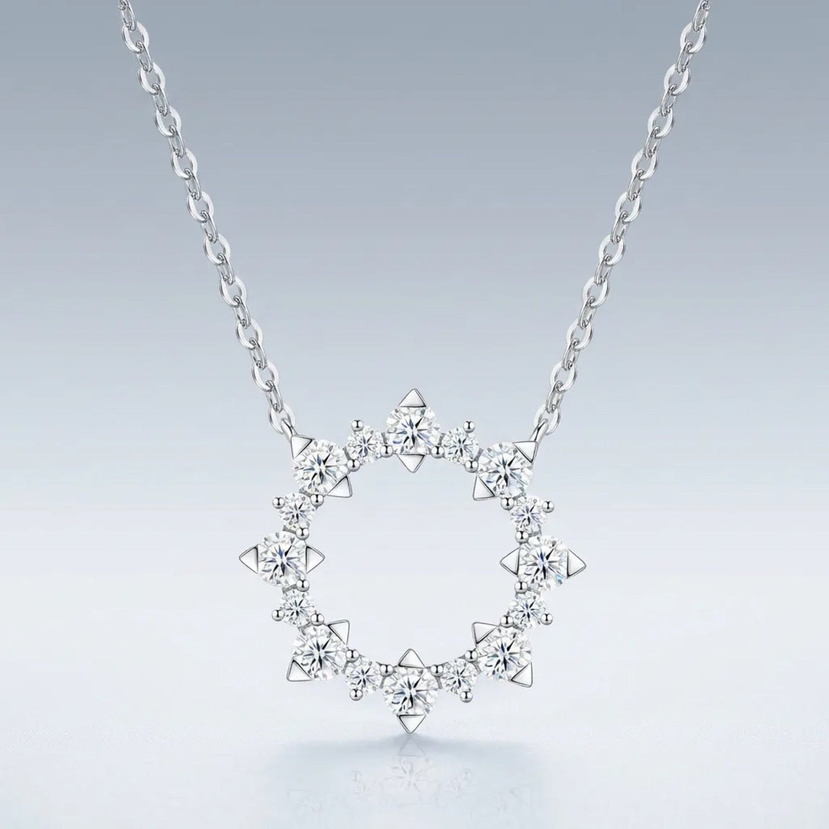 Solaris Moissanite Sunburst Wreath Necklace in Sterling Silver